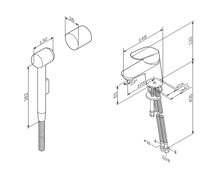 Смеситель для раковины с гигиеническим душем AM.PM Like (F8003000) - фото 9