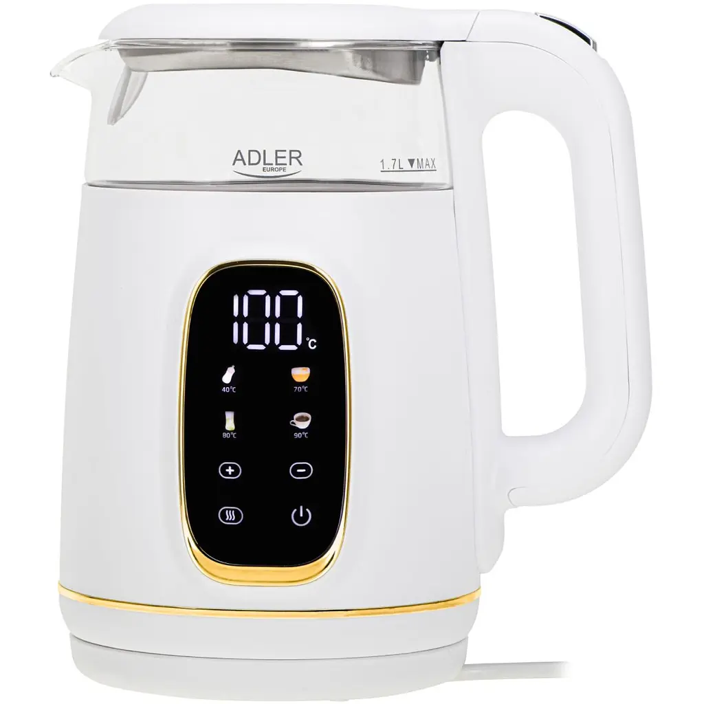 Електрочайник Adler AD 1305 white gold 1850-2200Вт/1.7л/скло/встановлення температури/(AD1305WG) - фото 9