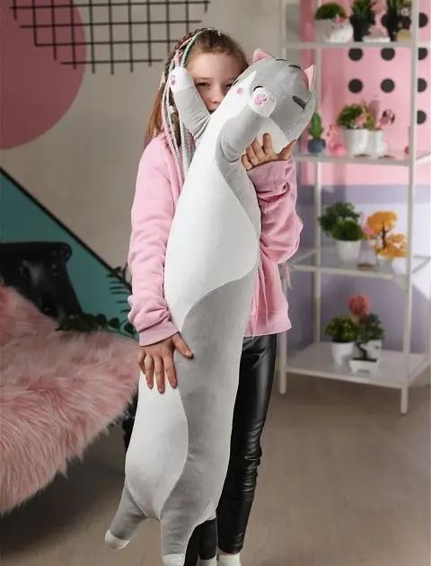 Сірий 150 см М’яка Іграшка Кіт Довгий Подушка Обіймашка - фото 6