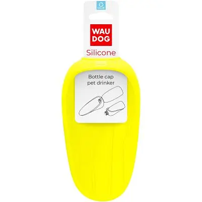 Універсальний посуд для тварин WAUDOG Silicone Поїлка-насадка на пляшку 165х90 мм жовта (50778) - фото 3