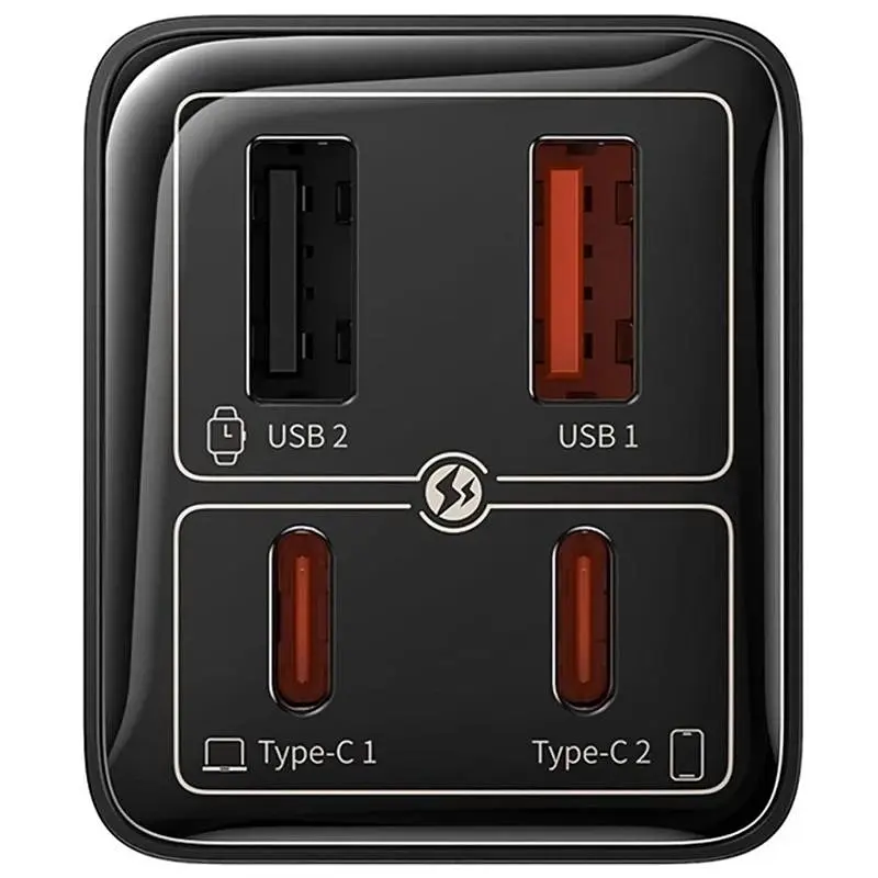МЗП GaN6 Pro Fast Charger PD100W+QC3.0 (2USB-A/2C) (P101627) Cluster Black Baseus teh0029599 - фото 2