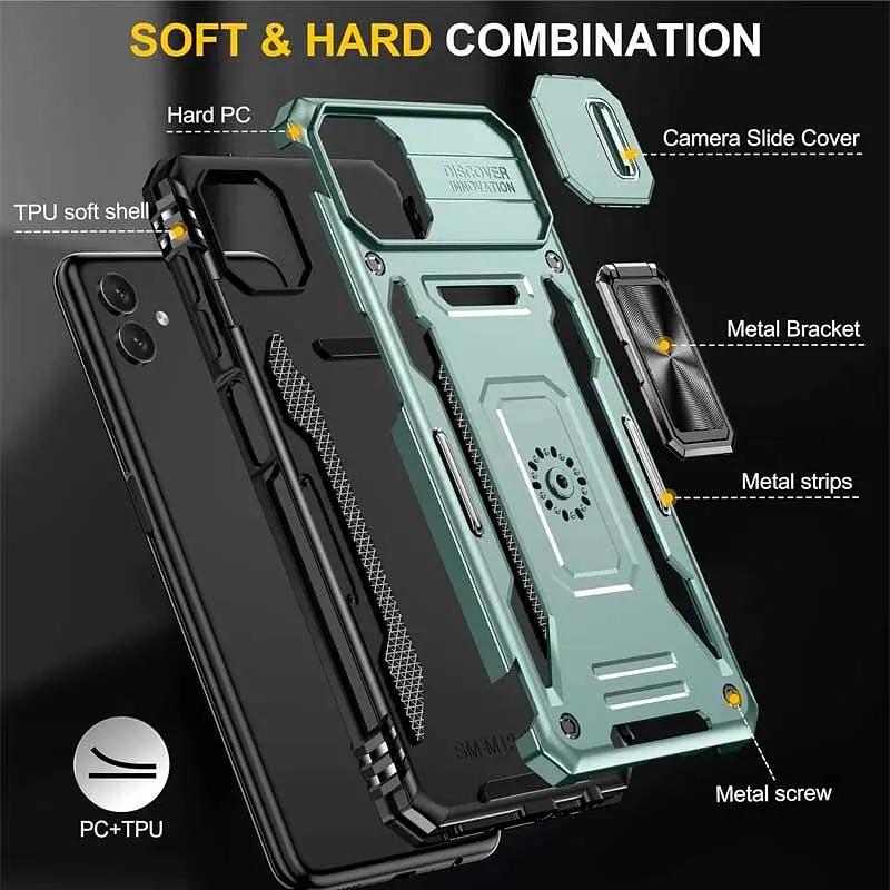 Чехол ударопрочный Epik Camshield Army Ring для Samsung Galaxy A07 Зеленый/Light Green - фото 2