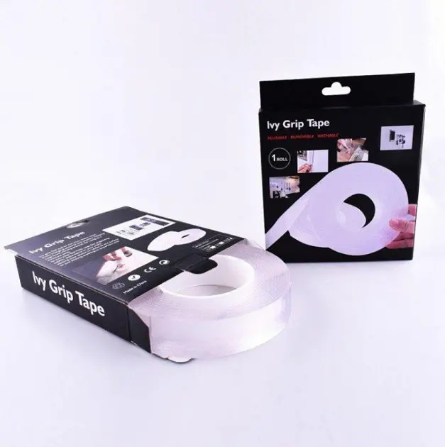 Многоразовая клейкая лента прозрачная 1 метр двухсторонний скотч ivy grip tape - фото 2