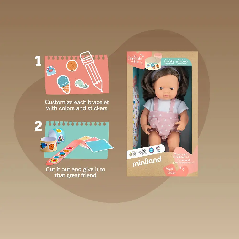 Лялька Miniland дівчинка шатенка в одязі 38 см подарункова коробка (33211) - фото 5