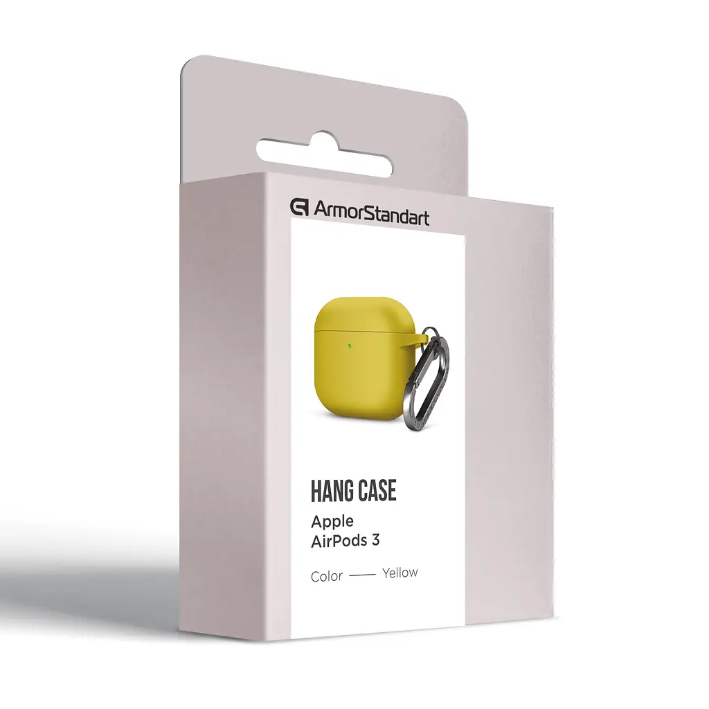 Силіконовий чохол для навушників Apple AirPods 3, Hang Case, жовтий, ультратонкий захисний кейс товщиною 2 мм, захист від подряпин, пилу та ударів, компактний, з карабіном для кріплення, ArmorStandart (ARM60325) - фото 8