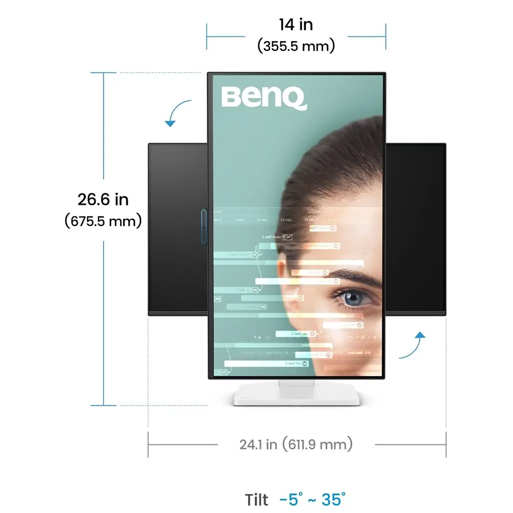Монітор TFT 27" BenQ GW2790TC, IPS, 144Hz, HDMI, DP, USB-C, HAS, Pivot, колонки, білий (9H.LNSLA.TBE) - фото 3
