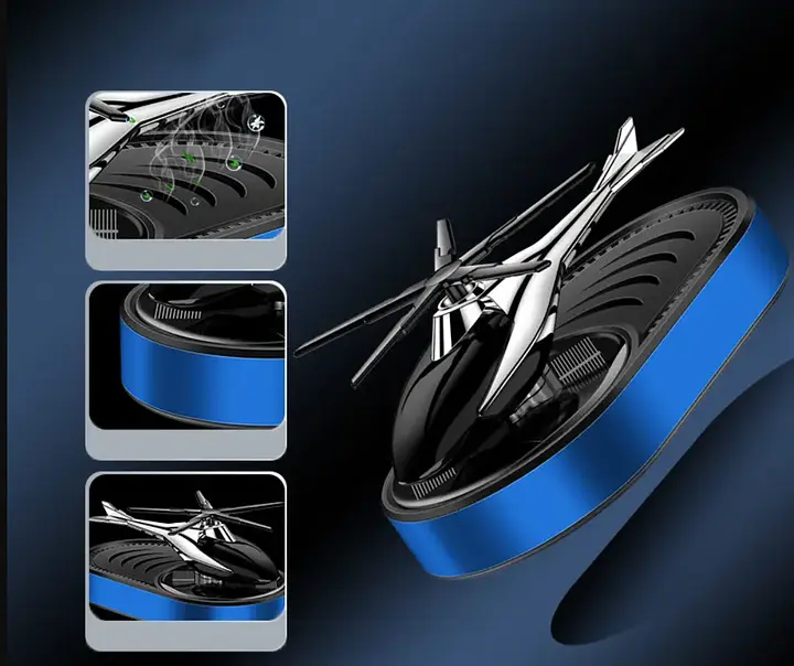 Ароматизатор автомобільний Вертоліт на сонячній батареї (Сірий) - фото 4