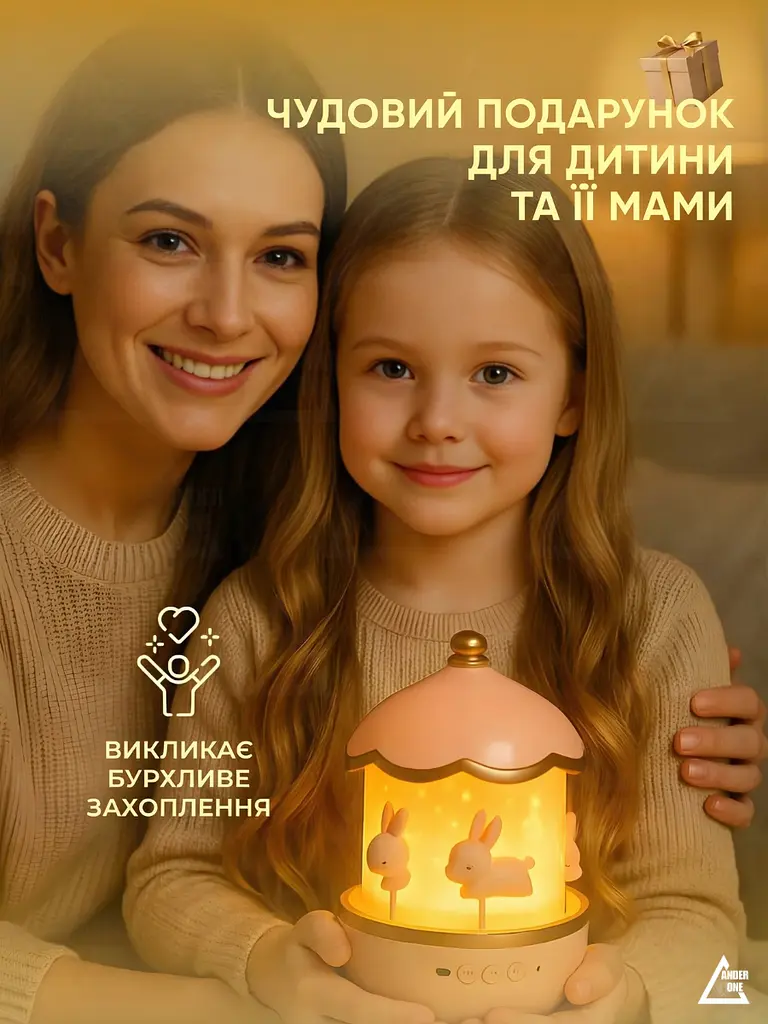 Нічник-проектор музичний з акумулятором Карусель, світлодіодний, обертовий, набір плівок для проекцій, Рожевий (6864733854) - фото 9