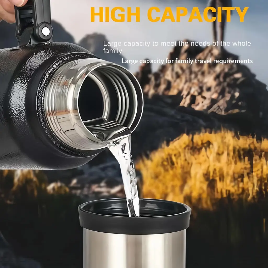 Кружка-термос Vacuum flask 970, 1400 мл · Термос туристичний з чашкою з нержавіючої сталі - фото 4