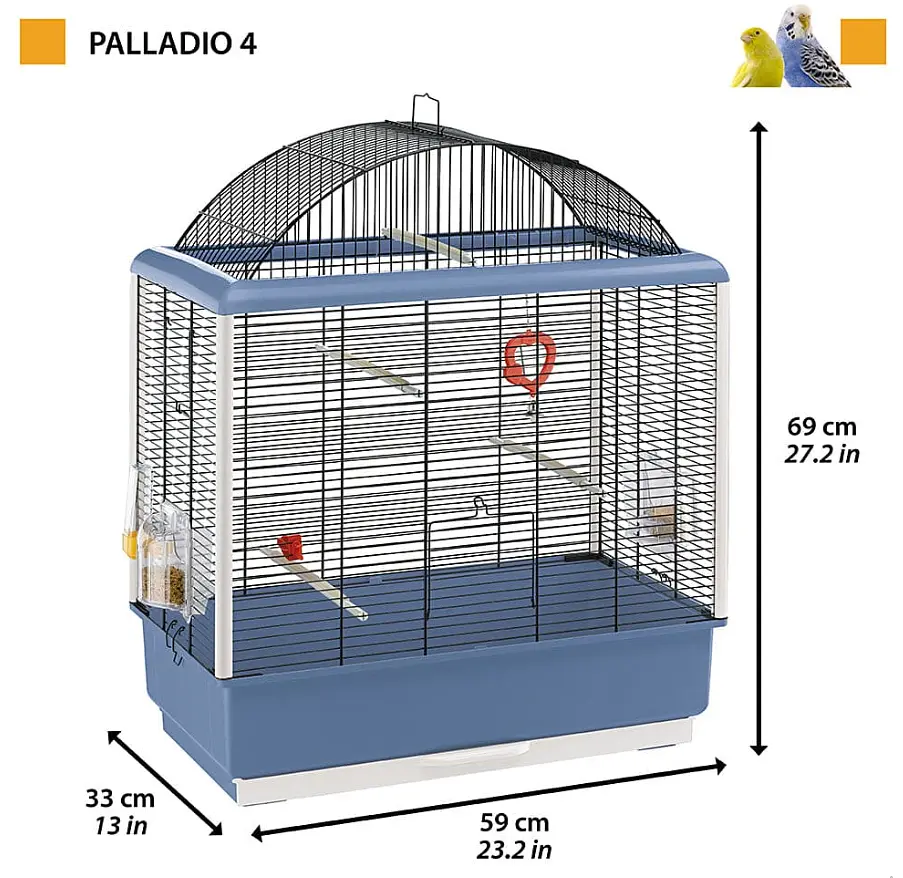 Клітка для канарок та маленьких птахів Ferplast Palladio 4 блакитна 59х33х69 см 52059817 - фото 2