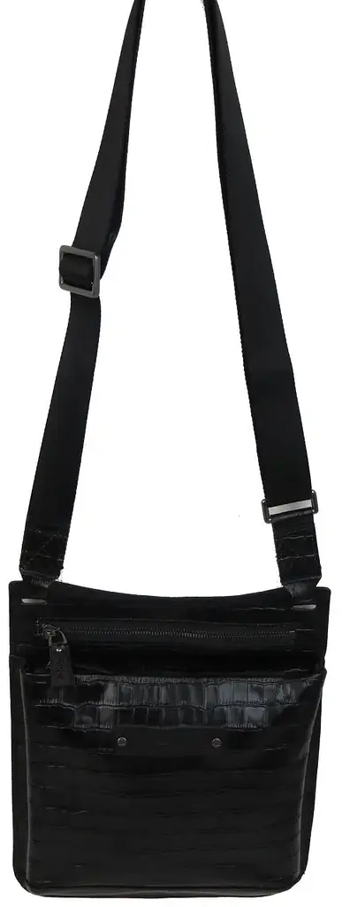 Чоловіча шкіряна сумка Mykhail Ikhtyar 24х26х3 см Чорний (45041 croco black) - фото 4