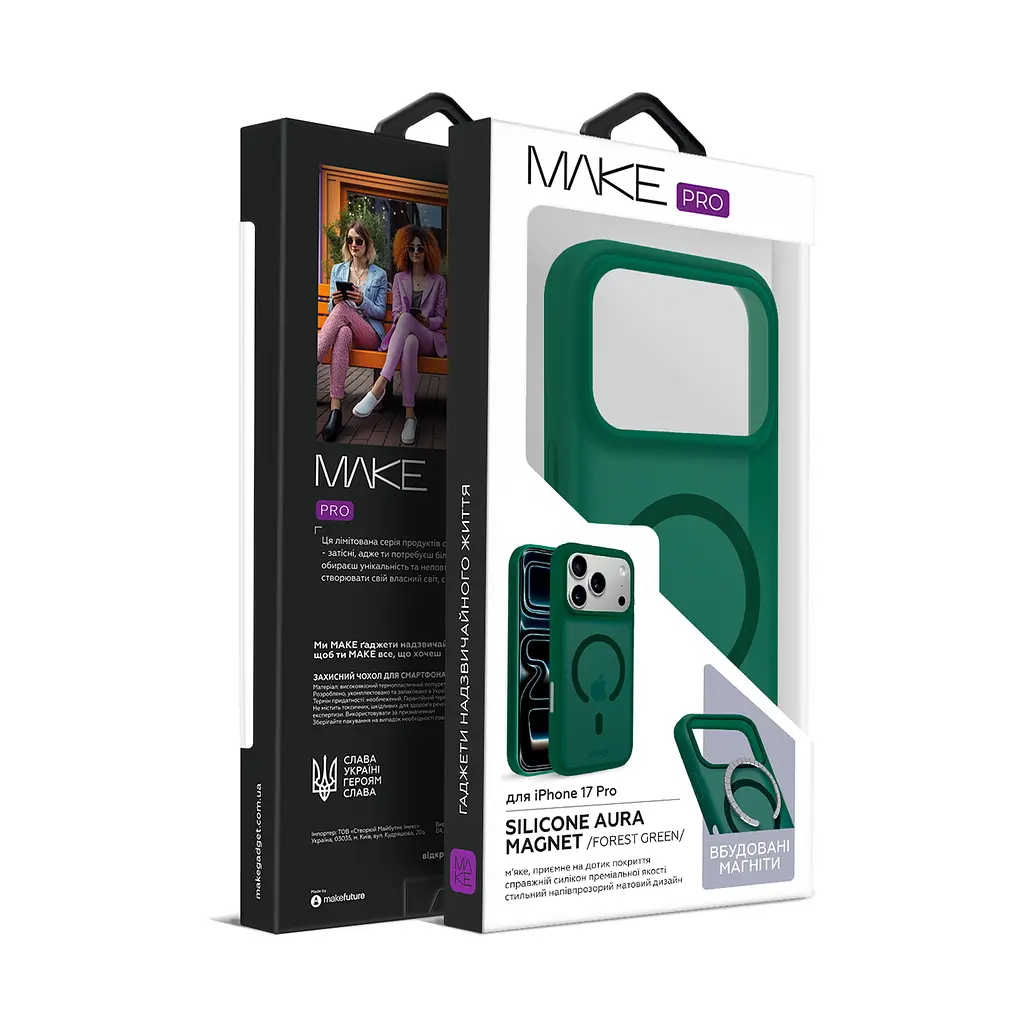 Чохол MAKE Apple iPhone 17 Pro Silicone Aura Magnet Forest Green - фото 5