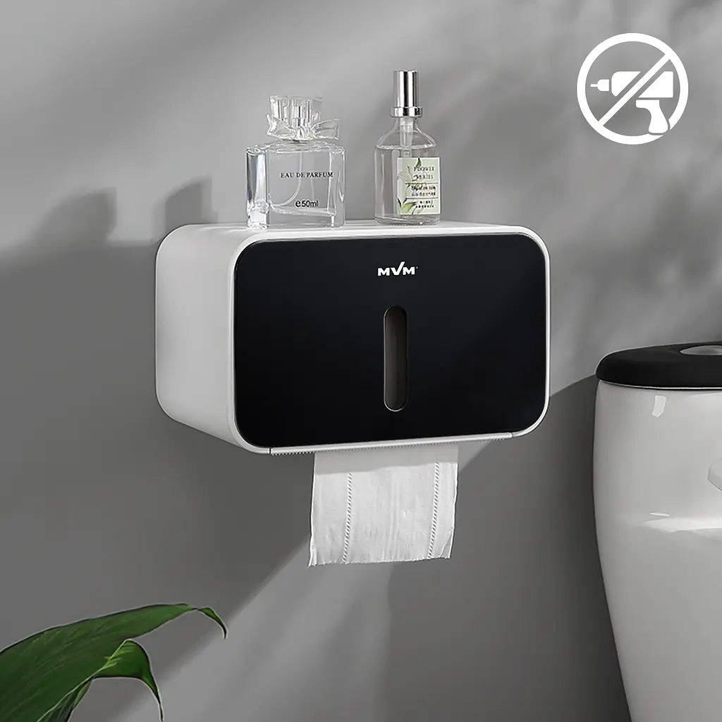 Тримач для туалетного паперу МВМ My Home BP-15, клейкий, білий з чорним (BP-15 WHITE/BLACK) - фото 8