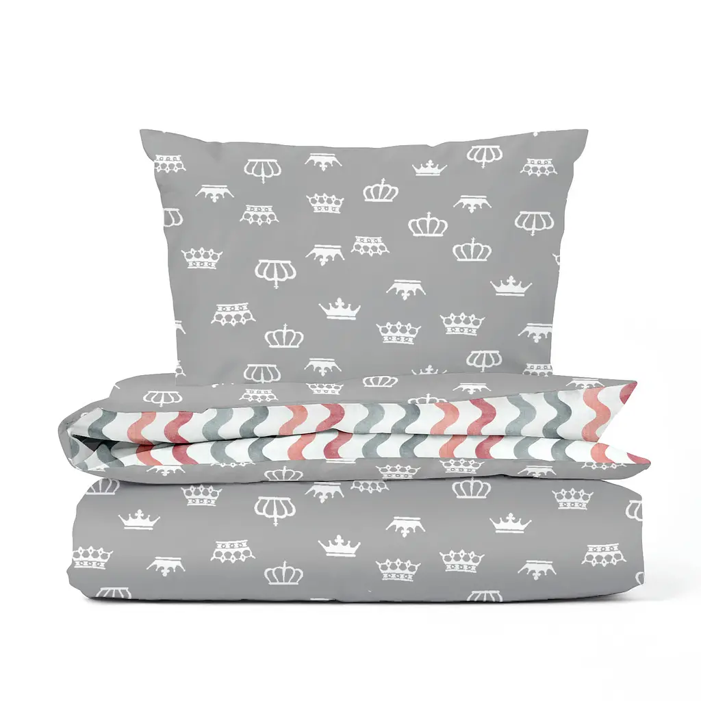Дитяча постіль Cosas Grey Crown CS1 без простирадла 110х140 см (CrownGreyWave_140_2)