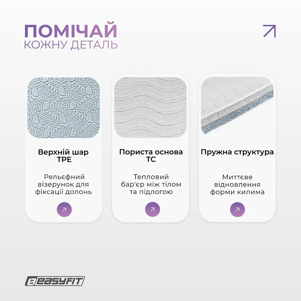 Килимок для йоги та фітнесу EasyFit TPE+TC 6 мм двошаровий світло-блакитний-світло-сірий+чохол - фото 4