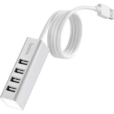 Концентратор Hoco USB 2.0 to 4xUSB Line machine HB1 Silver (6957531038146) - фото 3