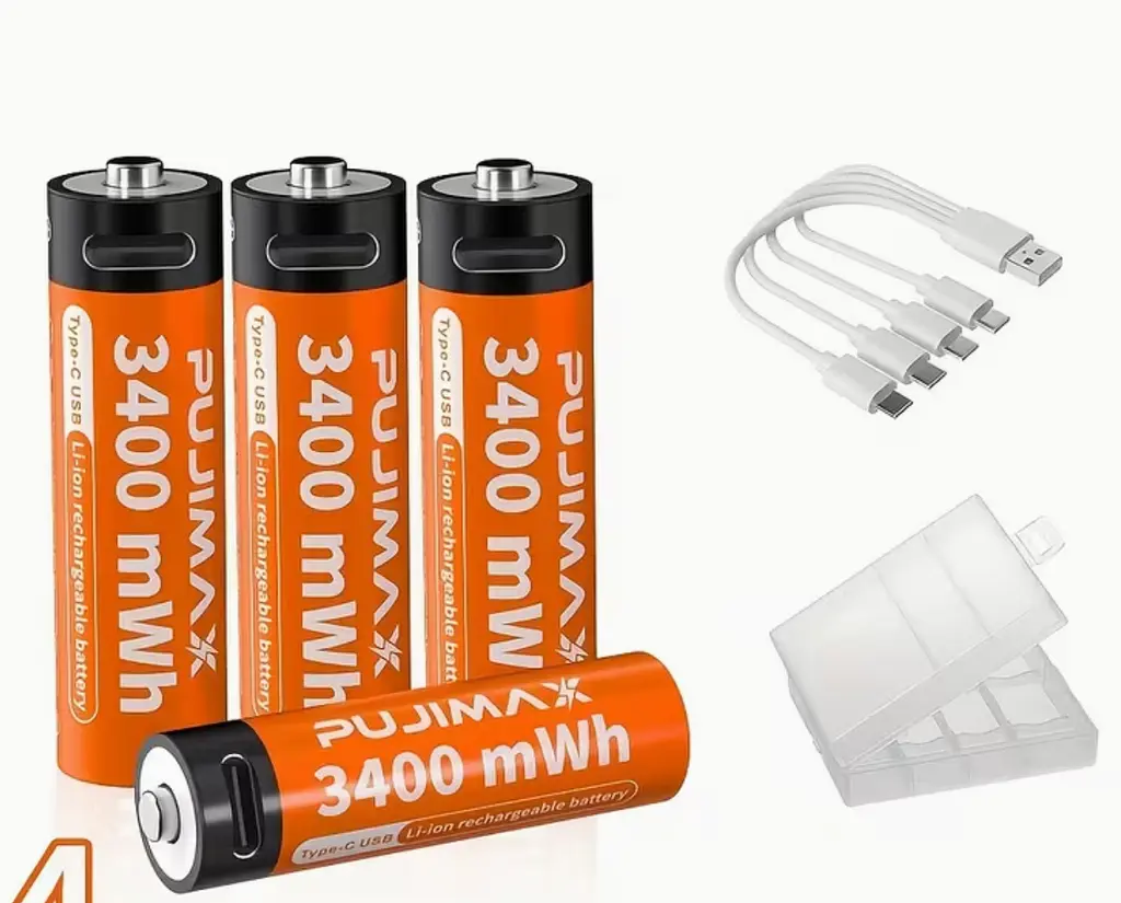 Акумулятори пальчикові AA з входом USB Type-C 3400mWh 1.5V акумуляторні батареї з роз'ємом для зарядки в іграшки пульти - фото 4