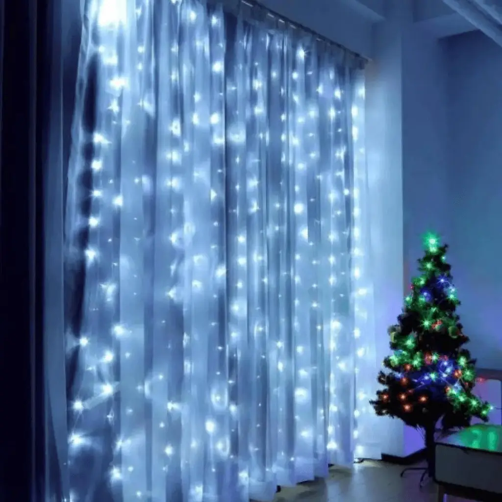 Світлодіодна гірлянда-завіса USB 200 LED 3x2м з пультом Блакитний (47719-708_214) - фото 7