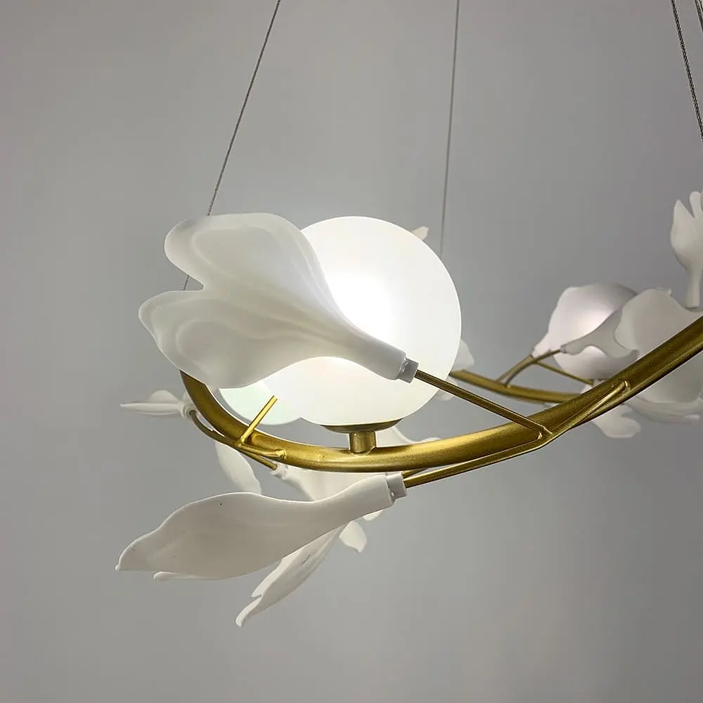 Подвесная люстра во флористических мотивах в корпусе кольцо Ø 75 см | Ст. D7370-750 GD Line F - фото 4