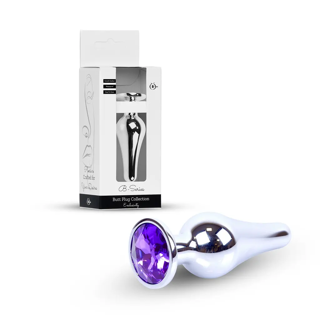 Анальна пробка - Jewellery Silver Long Plug Purple - фото 11