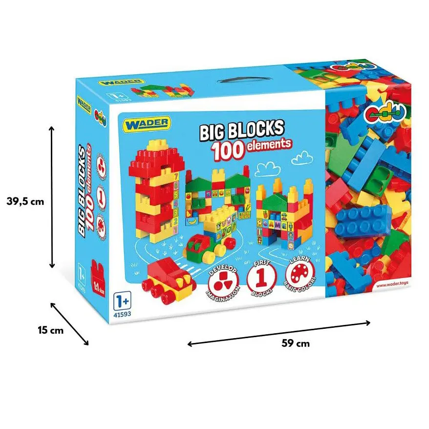 Конструктор Wader Big Blocks 100 ел. (41593) - фото 4