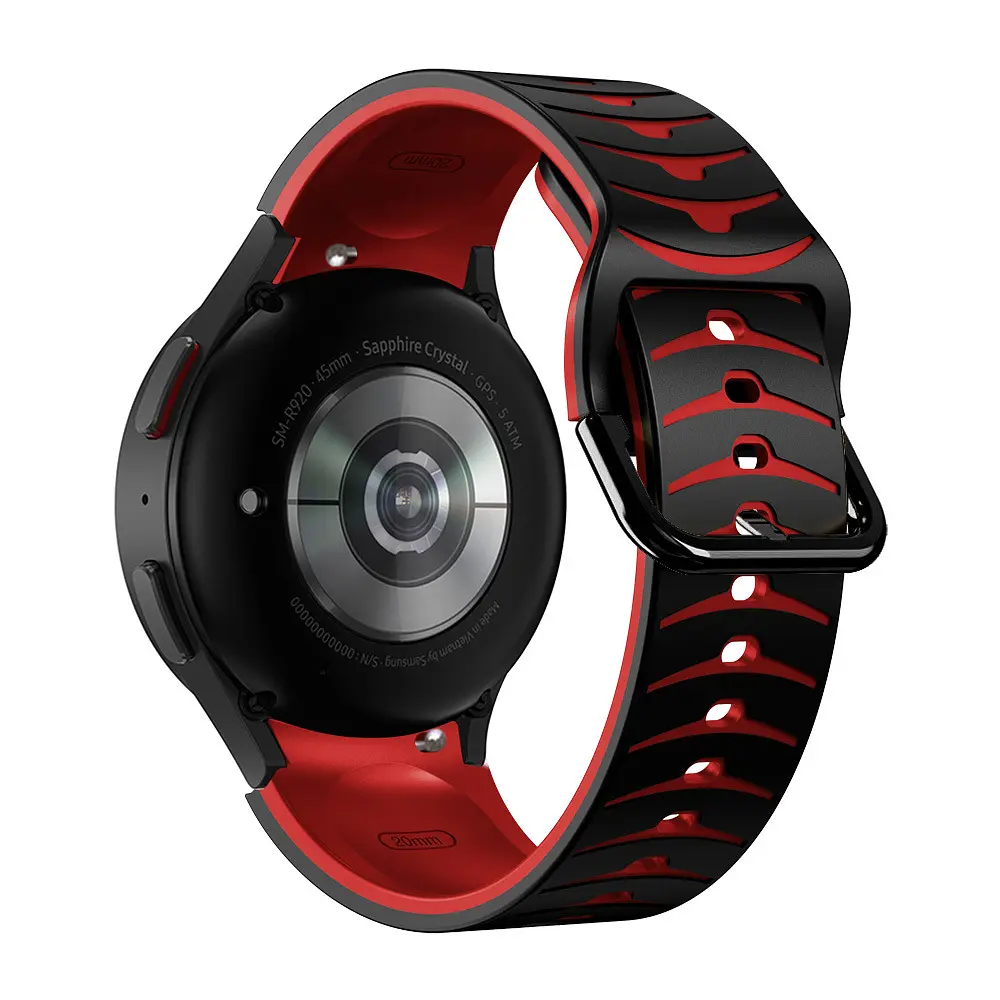 Ремешок для Samsung Galaxy Watch 5 Pro 45mm - черно-красный ширина крепления 20мм силикон Watchbands Scales (W17-9WB61211110) - фото 2