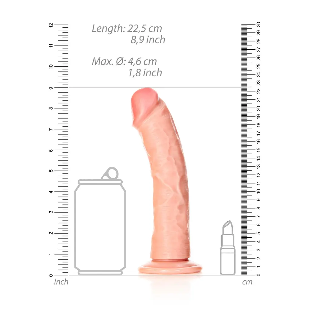 Фалоімітатор RealRock Curved Realistic, 20.5 см (тілесний) - фото 4