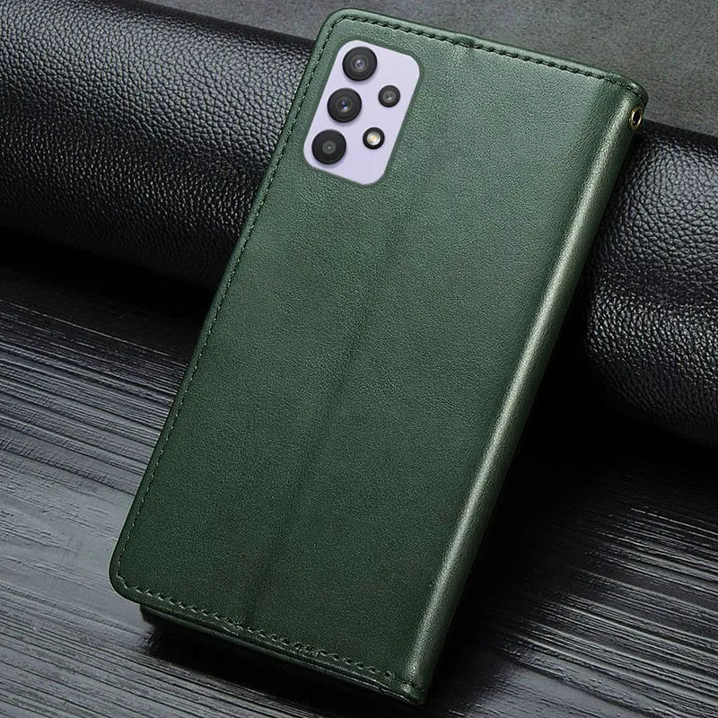 Шкіряний чохол-книжка GETMAN Gallant (PU) для Samsung Galaxy A32 4G Зелений - фото 6
