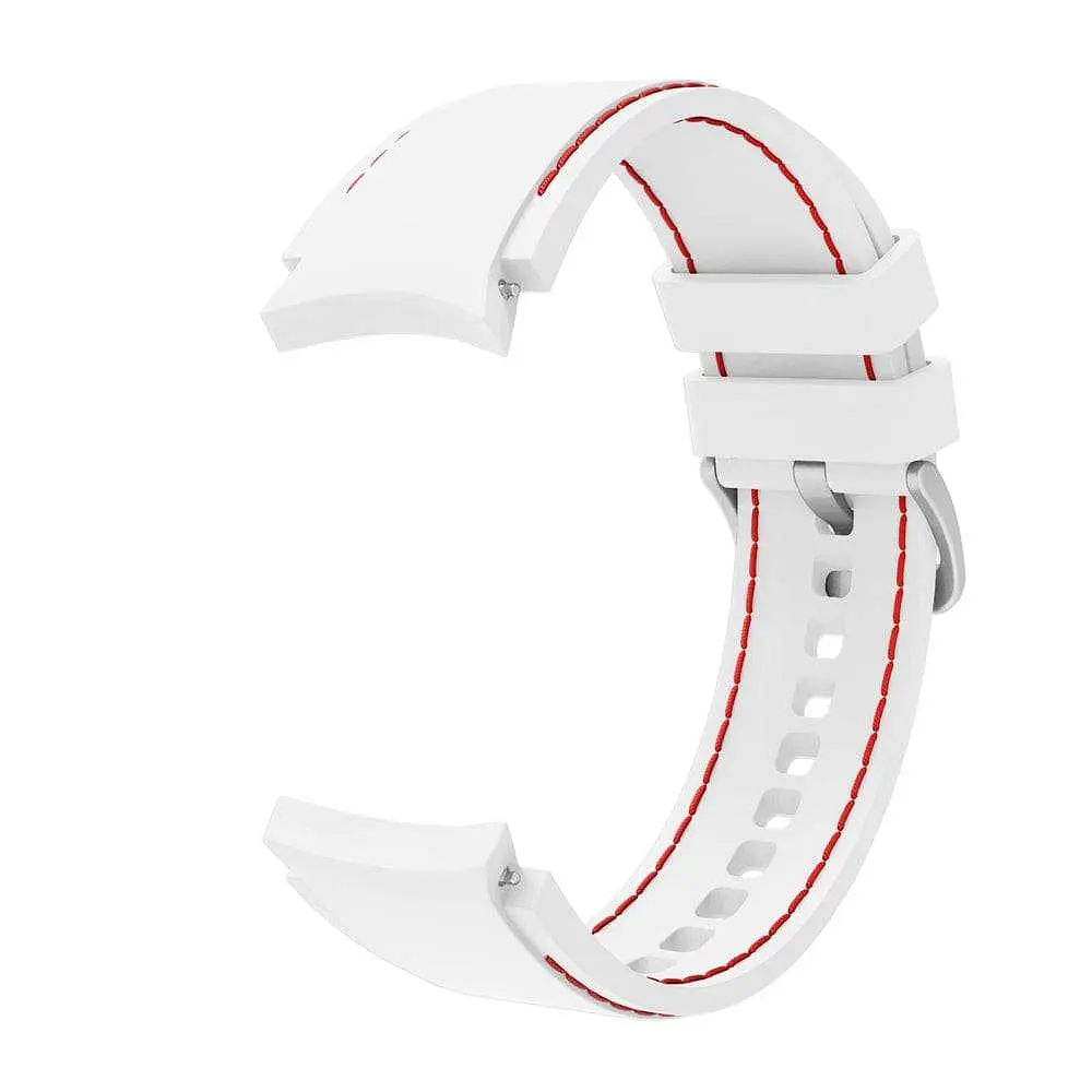 Ремінець силіконовий BeWatch Samsung Galaxy Watch 4/5/Pro Білий з червоним простроченням (0133102) - фото 3