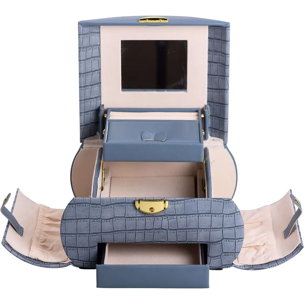 Кейс-органайзер Yiwu для украшений с защелкой 24x17x18 см синий HP-5-21BL - фото 6