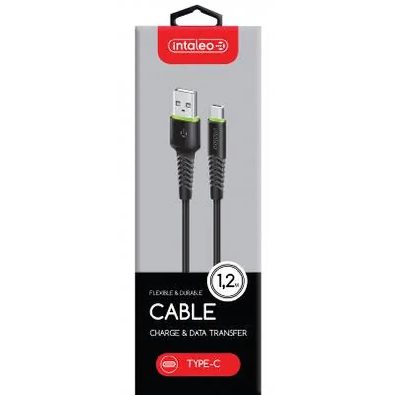 Дата кабель USB 2.0 AM to USB-C 1.2m black Intaleo (1283126487484) - фото 2