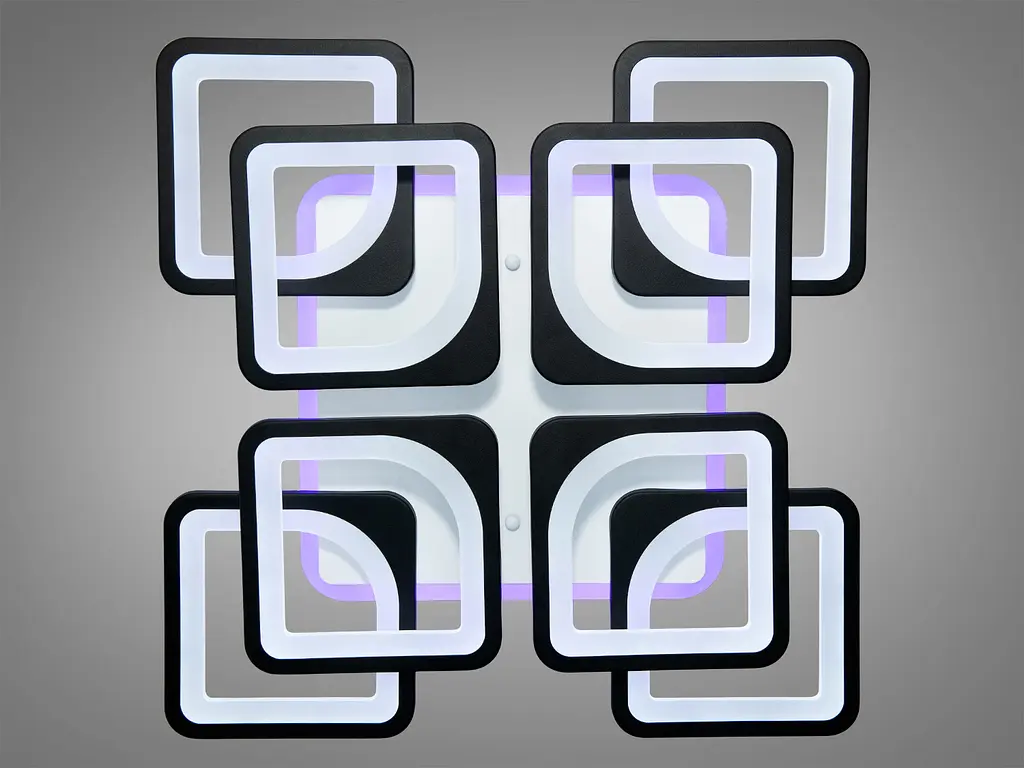 Потолочная кухонная лед люстра с пультом, подсветкой, 130W, черная - фото 2