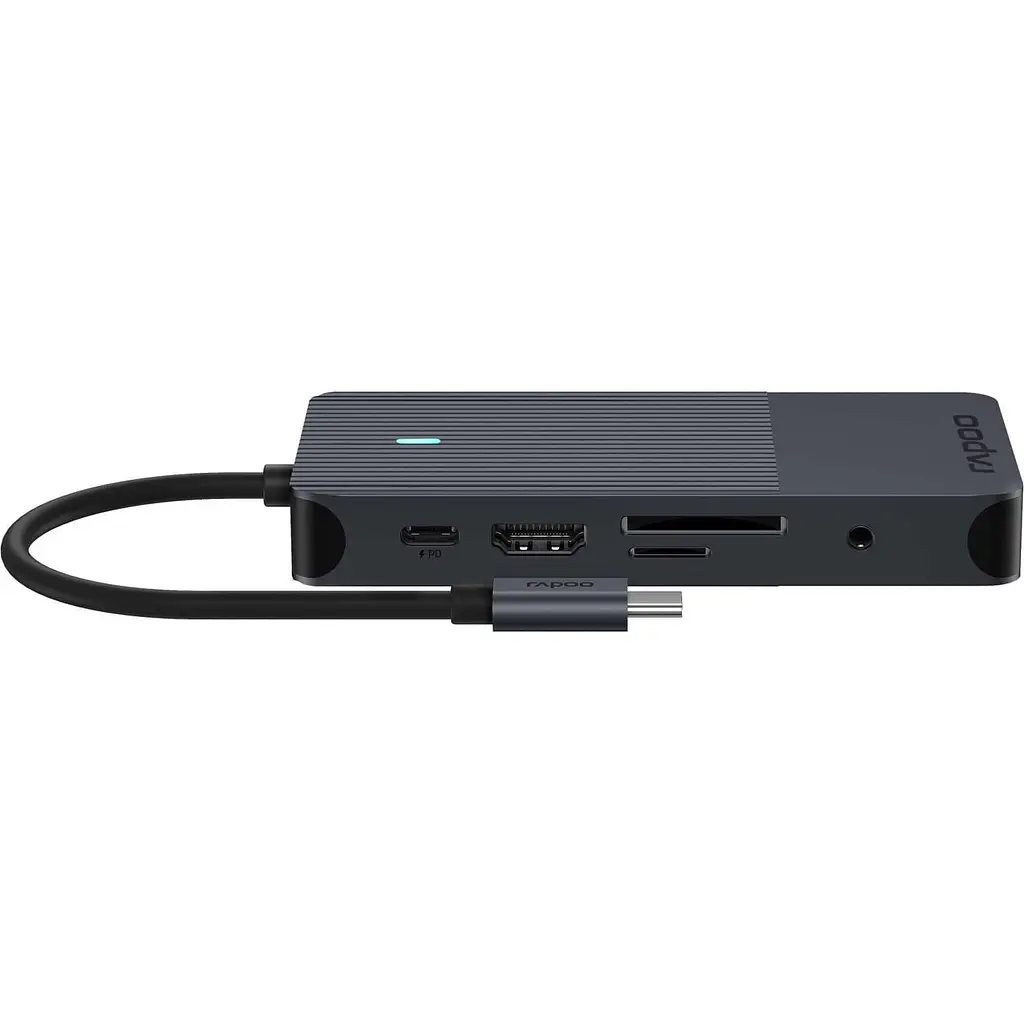 USB-Хаб Rapoo USB-C хаб UCM-2004, 8 в 1, черний (UCM-2004) - фото 4