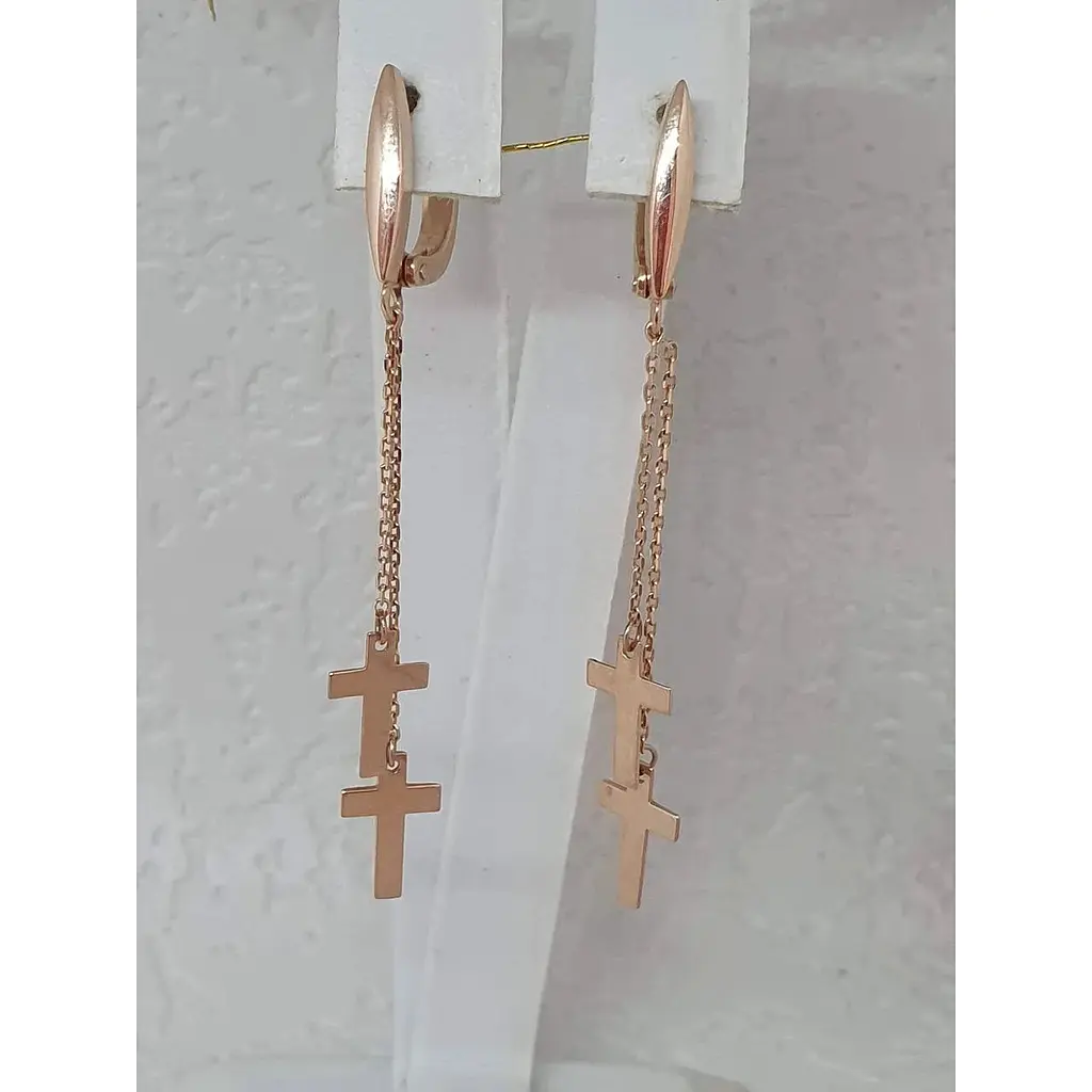 Золоті сережки-підвіски Платон Хрестики. 1С236/00Б - фото 3