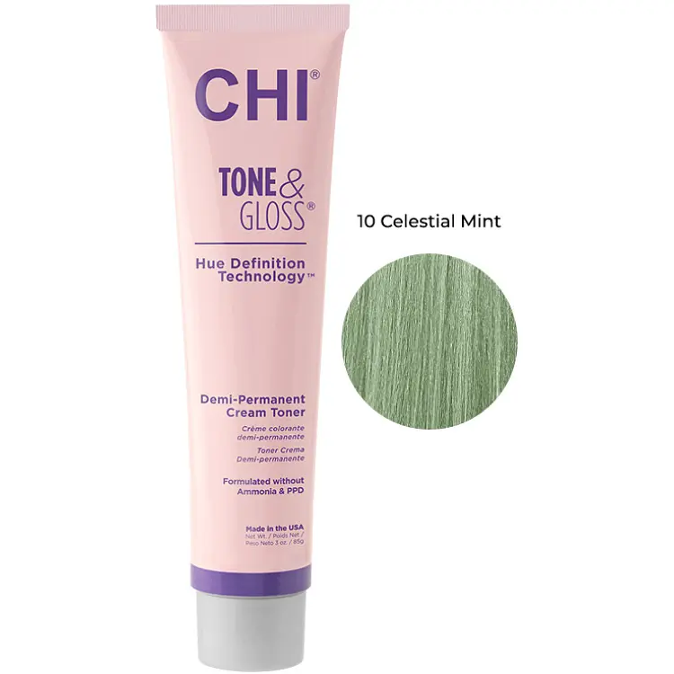 Тонер для волосся CHI Tone&Gloss Celestial Mint кремовий безаміачний 85 г - фото 2
