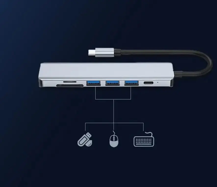 USB-хаб 7в1 Концентратор XoKo RJ45 + HDMI + 2xUSB (Type-C / USB 3.0 / PD / Ethernet) - фото 3