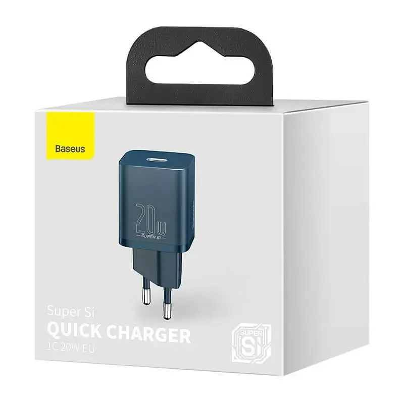 Мережевий зарядний пристрій Baseus Super Si Quick Charger 1C 20W EU блакитний (CCSUP-B03) - фото 2