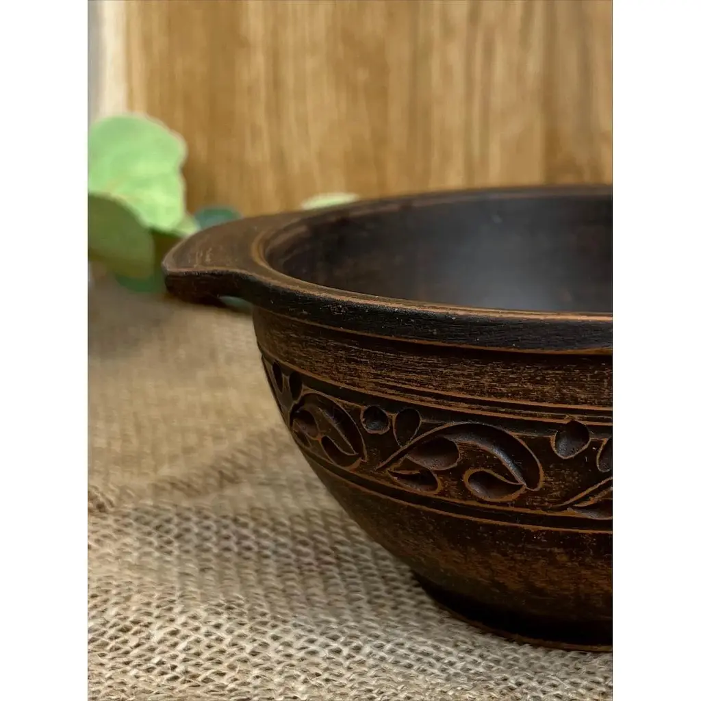 Бульйонниця керамічна (глиняна) різьблена 600 мл Декор - фото 5