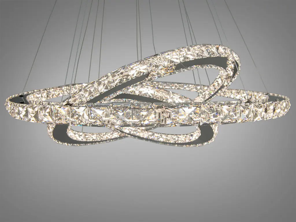 Люстра стельова LED Diasha 7201-9W/750+580+400HR 105W, 75 см, з пультом, IP20, сучасний стиль, дизайнерська кристалічна - фото 2