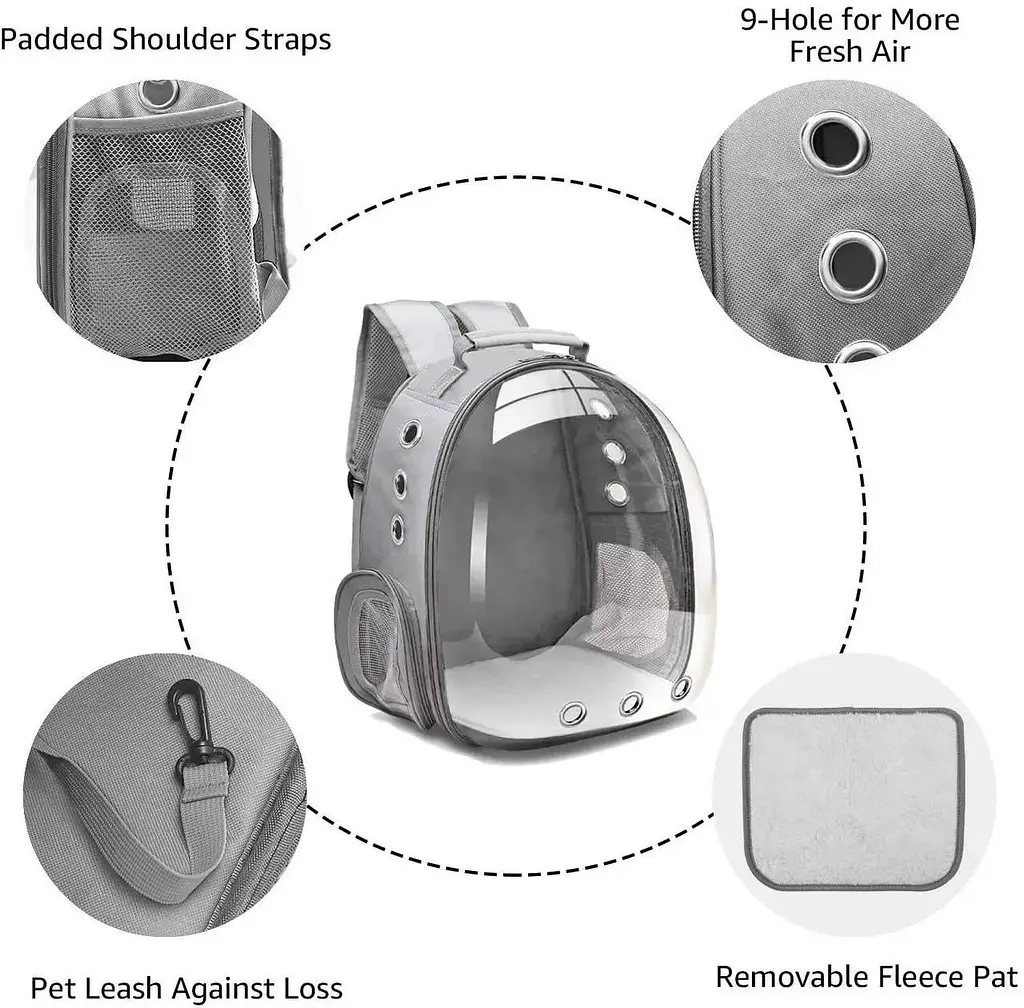 Рюкзак переноска для тварин Розсувний Сумка рюкзак для собак та котів Сірий колір - фото 5