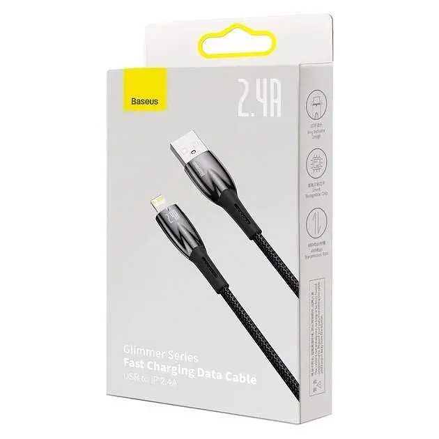 Кабель Baseus Glimmer Series Fast Charging USB-A to Lightning 2m Black (CADH000301) - фото 5