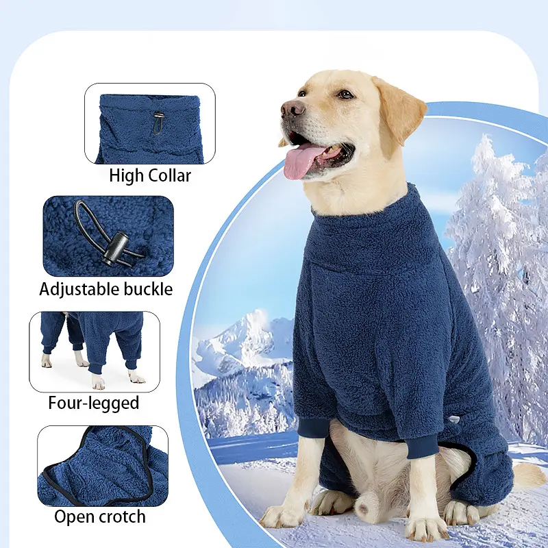 Флісовий комбінезон для собак Wan Talk Four-legged Pullover Dog Coat, Navy Blue, S - фото 4