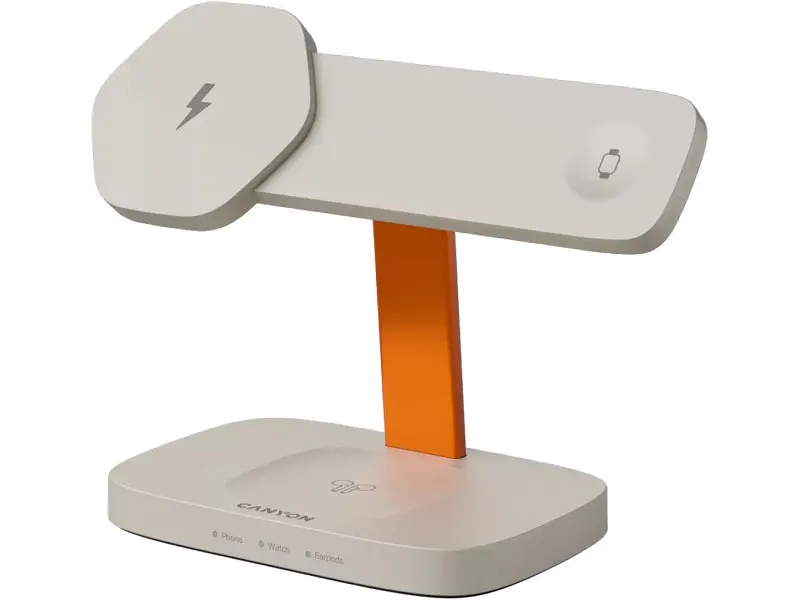 Бездротовий зарядний пристрій Canyon Hexagon WCS-310 Wireless Charging Station Light Gray/Orange (CNS-WCS310LGOR) - фото 2