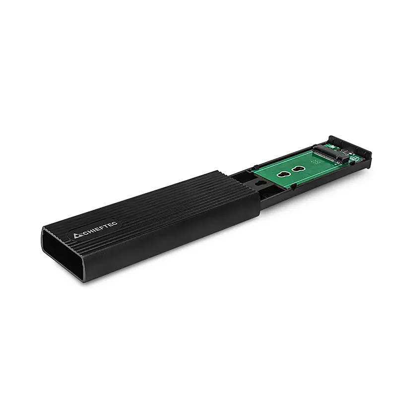 Корпус для M.2 NVME/SATA SSD CHIEFTEC CEB-M2C-TL, aluminium,USB 3.2 Gen2 Type-C, Black, RETAIL - фото 3
