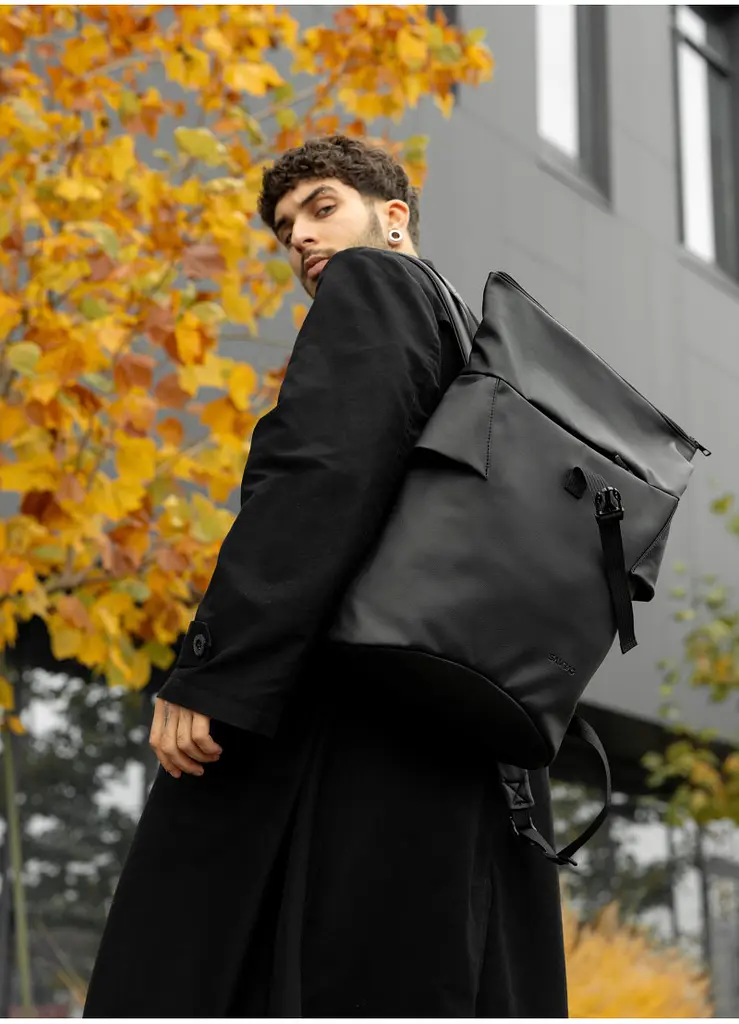 Чоловічий рюкзак ролл Sambag RollTop KZN чорний 41 х 27 х 18 см (24300001m) - фото 4