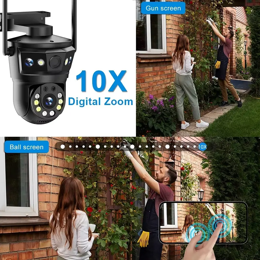 Вулична WiFi IPкамера  P6S  12Мп   3 об'єктиви Zoom 10-кратний  чорна - фото 9