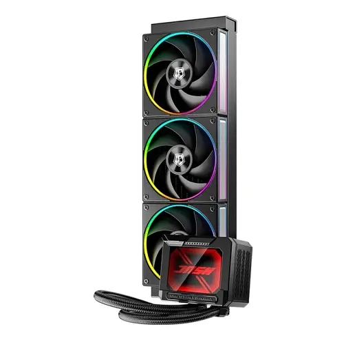 Система рідинного охолодження ID-Cooling DL360 MAX, Black, 3x MF-1230-ARGB-K PWM, 500～2300±10%RPM, Intel: 1851/1700/1200/1151/115x, AMD: AM4/AM5, до 350 Вт, 3.5" TFT, 400x120x38 мм радіатор - фото 3