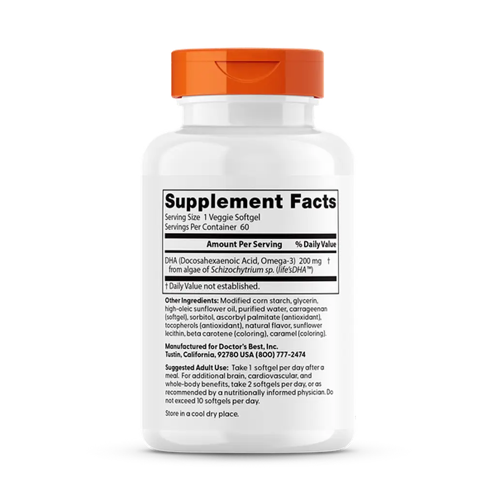 Омега-3 для веганов Doctor's Best Vegan DHA from Algae with Life's DHA 200 мг 60 капс - фото 2