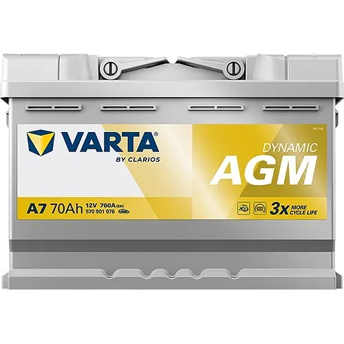 Акумулятор Varta Dynamic AGM 12В 70Аг 760А (EN) R+ (570901076) - фото 4