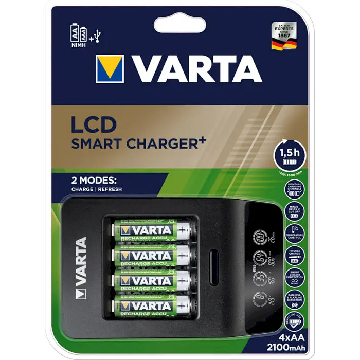 Зарядний пристрій Varta LCD Smart Plus CHARGER+4xAA 2100 mAh (57684101441) - фото 6
